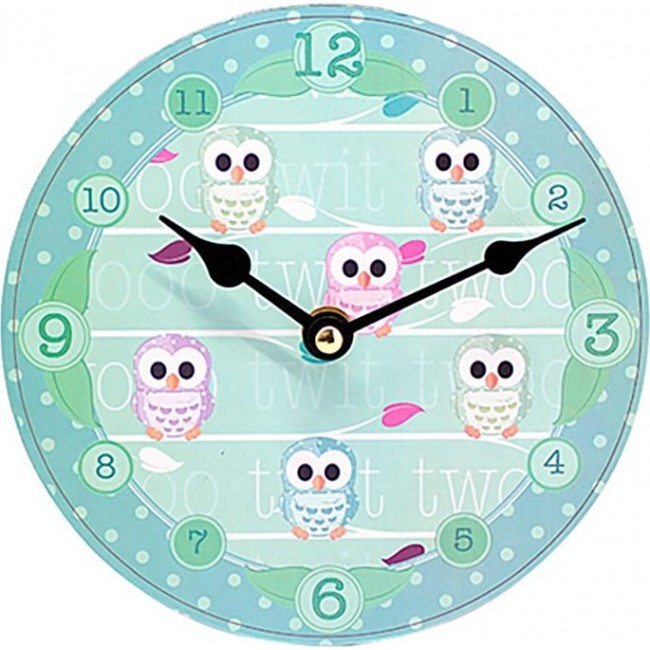 часы Kawaii Factory Часы настенные "Cute little owls" Синие - фото №1