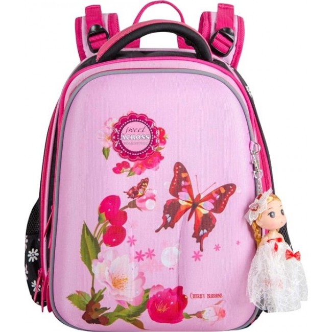 Розовый ранец с цветами Across 192 Цветы и бабочки - фото №1