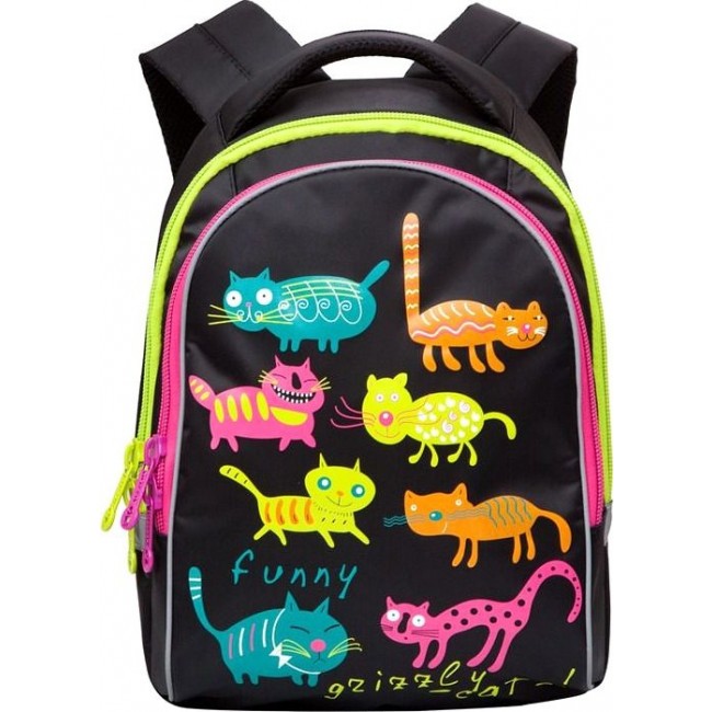 Школьный рюкзак Grizzly RG-657-4 Коты (черный) - фото №1