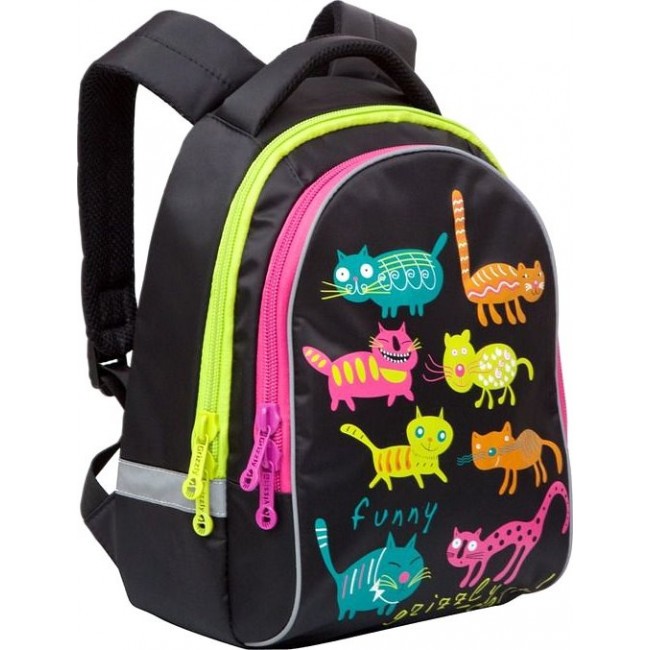 Школьный рюкзак Grizzly RG-657-4 Коты (черный) - фото №2