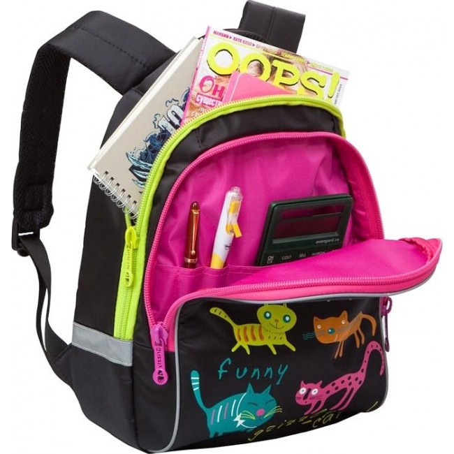 Школьный рюкзак Grizzly RG-657-4 Коты (черный) - фото №4