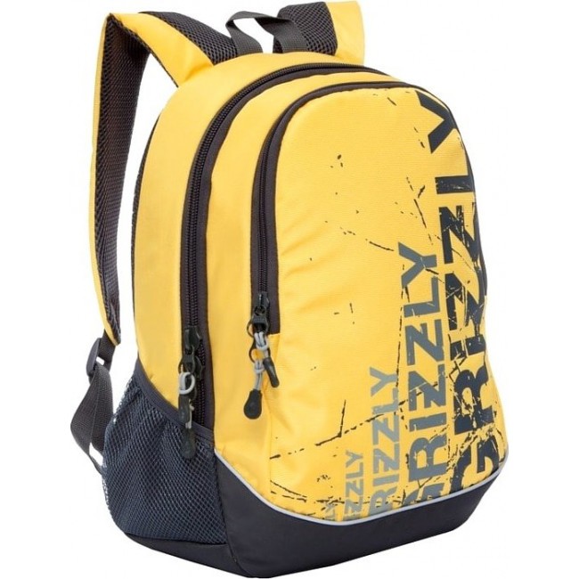 Школьный рюкзак для 5-11 класса Grizzly RU-721-1 Темно-серый - лимонный - фото №2