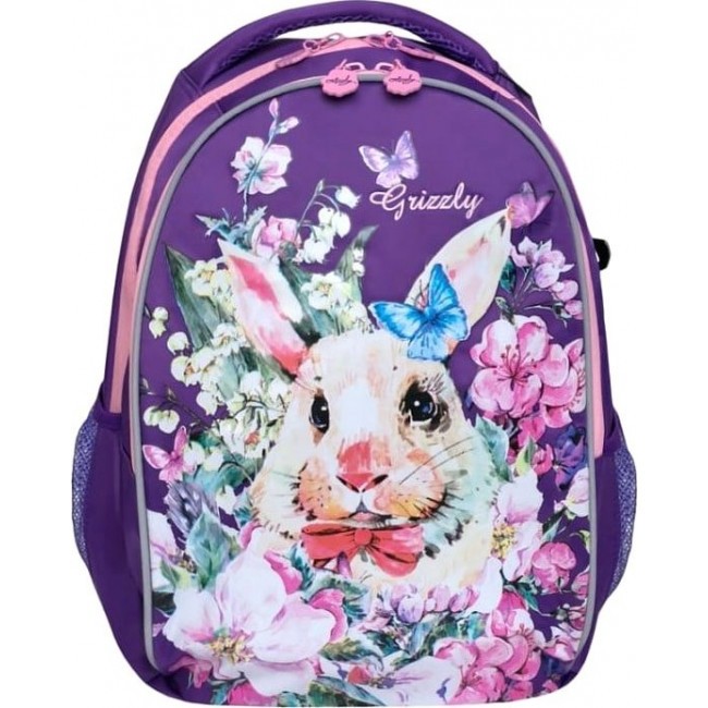 Рюкзак Grizzly RG-868-3 Фиолетовый (заяц в цветах) - фото №1
