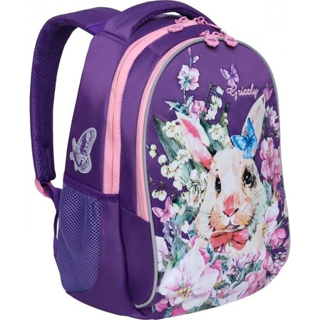 Рюкзак Grizzly RG-868-3 Фиолетовый (заяц в цветах) - фото №2