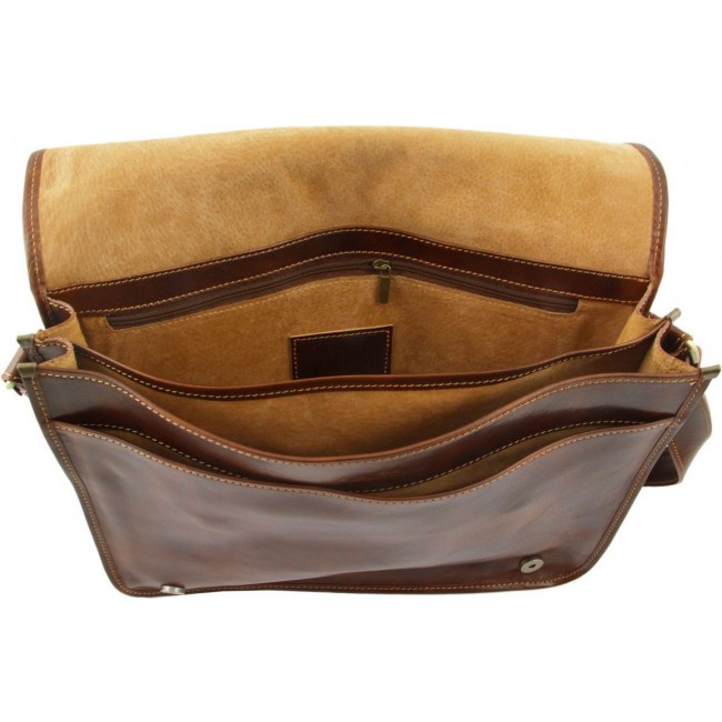 Кожаная сумка мессенджер Tuscany Leather Messenger double TL90475 Коричневый - фото №7
