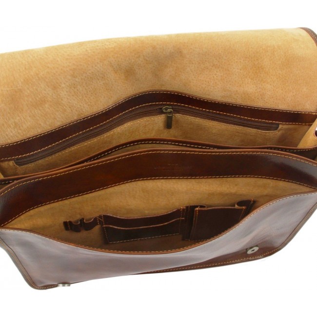 Кожаная сумка мессенджер Tuscany Leather Messenger double TL90475 Коричневый - фото №8