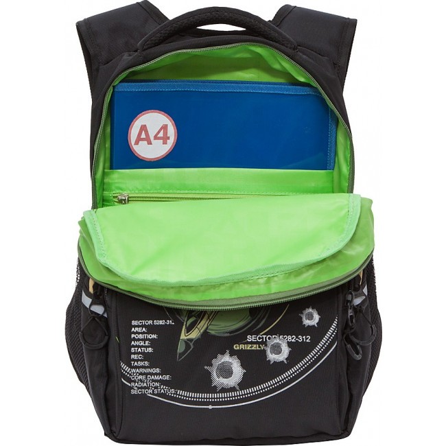 Школьный рюкзак Grizzly RB-150-1 черный-хаки - фото №5