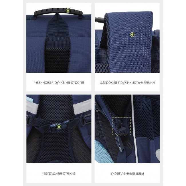 Рюкзак школьный с мешком Grizzly RAm-284-1 синий - фото №4