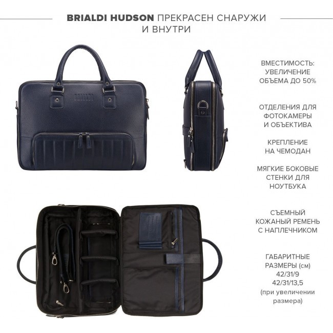 Мужская сумка Brialdi Hudson Синий - фото №9