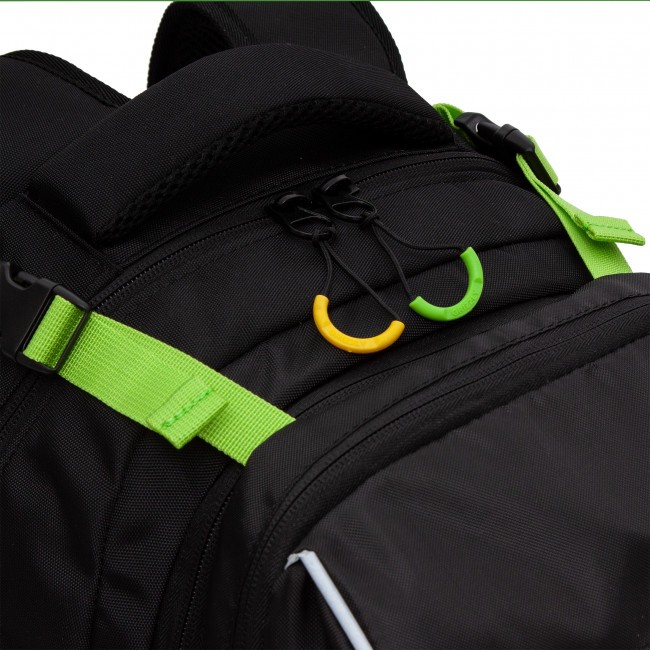 Рюкзак школьный с мешком Grizzly RB-258-2 черный-салатовый - фото №16