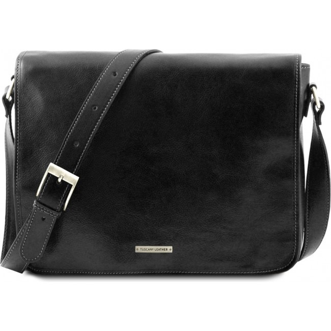 Кожаная сумка мессенджер Tuscany Leather Messenger double TL90475 Черный - фото №1