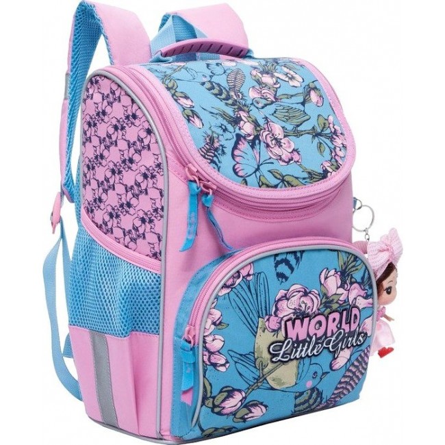 Ранец для девочки подростка Grizzly RA-773-3 Цветы (розовый) - фото №2