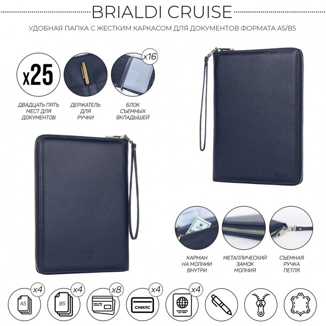 Органайзер для документов Brialdi Cruise Relief Navy - фото №8