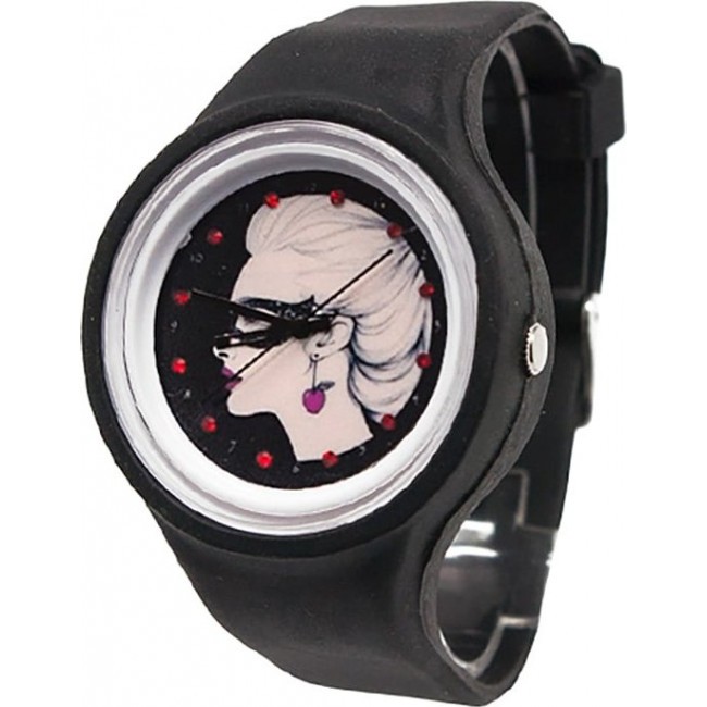 часы Kawaii Factory Часы силиконовые "Cherry Girl" Черные - фото №1