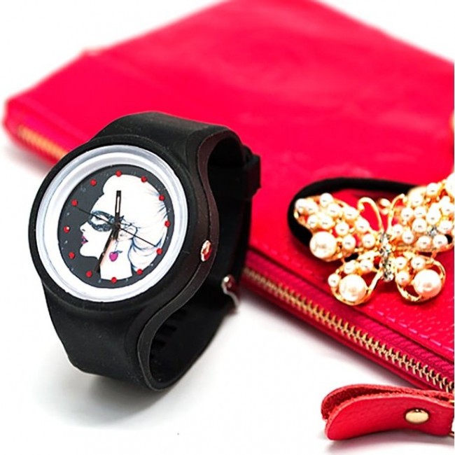 часы Kawaii Factory Часы силиконовые "Cherry Girl" Черные - фото №2