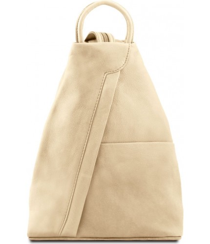 Рюкзак из мягкой кожи Tuscany Leather Shanghai TL140963 Бежевый- фото №1