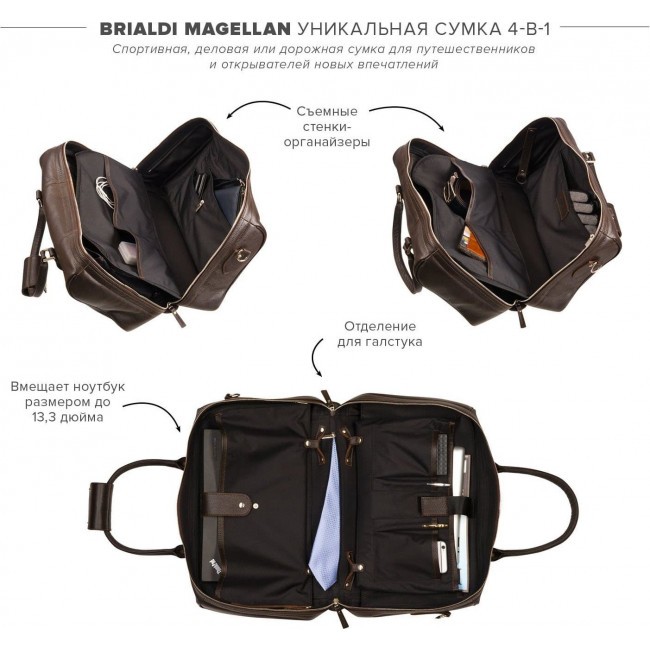 Дорожная сумка Brialdi Magellan Коричневый - фото №4