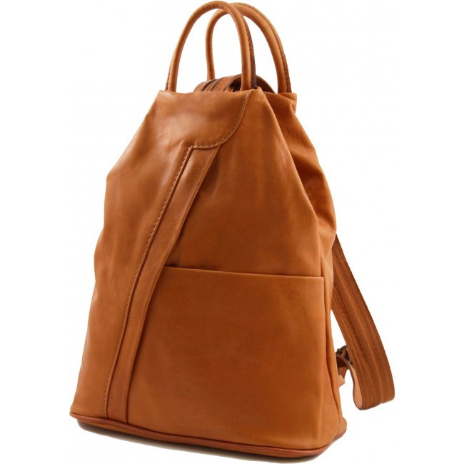 Рюкзак из мягкой кожи Tuscany Leather Shanghai TL140963 Коньяк - фото №2
