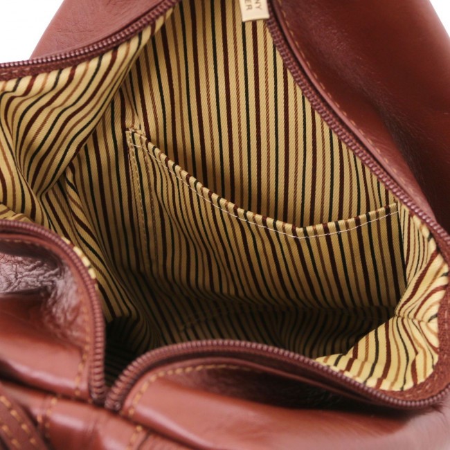 Рюкзак из мягкой кожи Tuscany Leather Shanghai TL140963 Коньяк - фото №5
