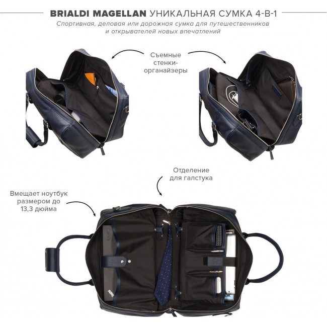 Дорожная сумка Brialdi Magellan Синий - фото №4