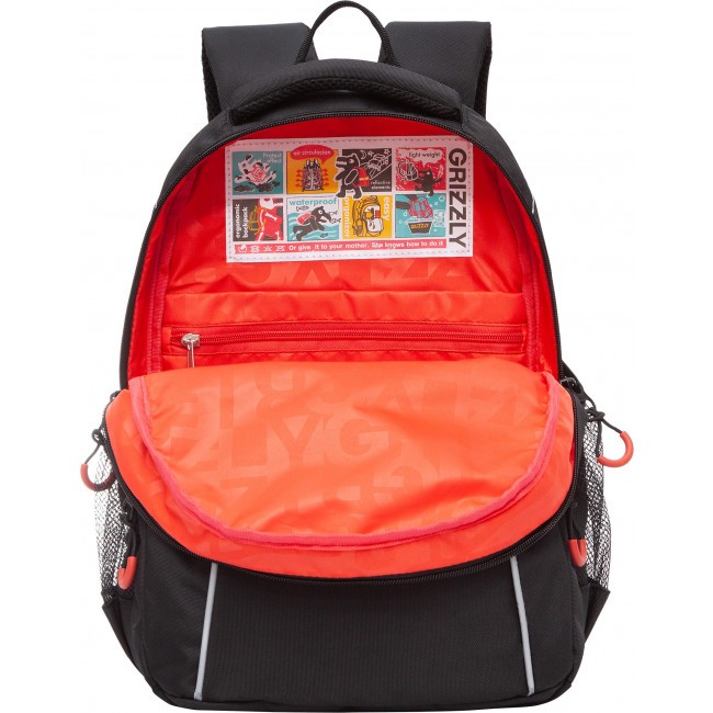 Рюкзак школьный Grizzly RB-259-3 черный-красный - фото №4