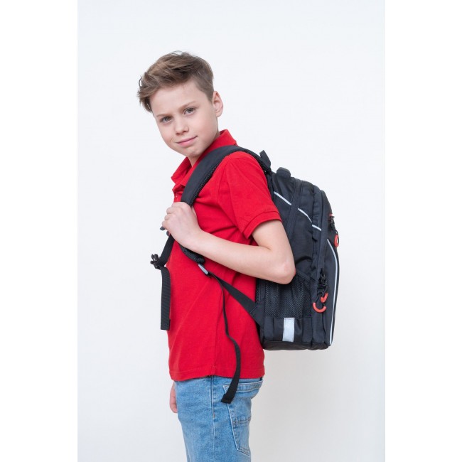 Рюкзак школьный Grizzly RB-259-3 черный-красный - фото №14