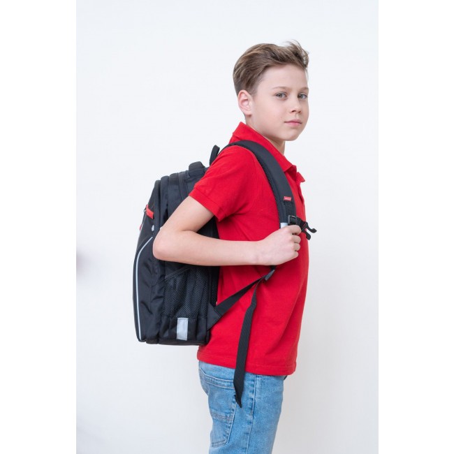 Рюкзак школьный Grizzly RB-259-3 черный-красный - фото №15