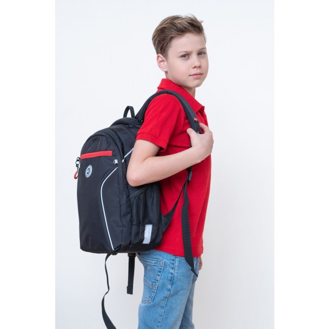 Рюкзак школьный Grizzly RB-259-3 черный-красный - фото №17