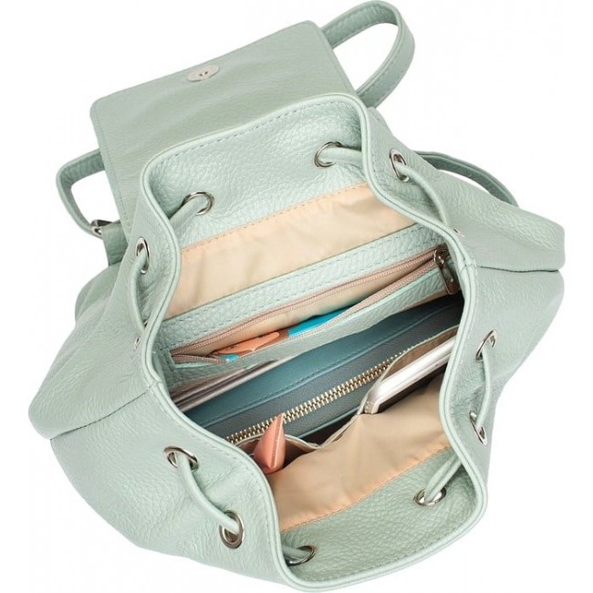 Кожаный рюкзак с клапаном Lakestone Clare Зеленый (мятный) - фото №5