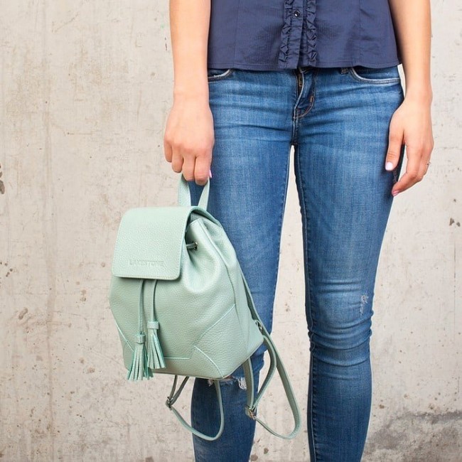 Кожаный рюкзак с клапаном Lakestone Clare Зеленый (мятный) - фото №9