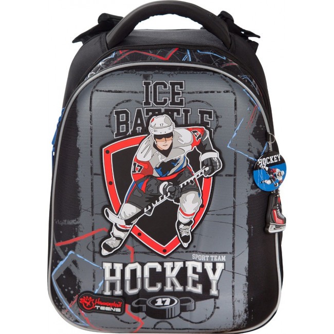 Школьный ранец Hummingbird Teens T106 Hockey Ice Battle Хоккей серый - фото №2