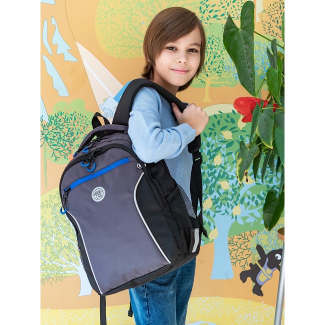 Рюкзак школьный Grizzly RB-259-3 черный-серый-синий - фото №10