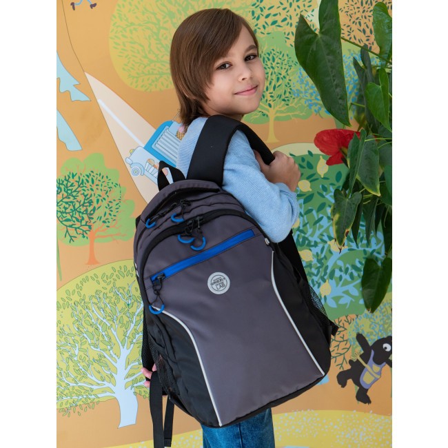 Рюкзак школьный Grizzly RB-259-3 черный-серый-синий - фото №11