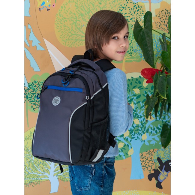 Рюкзак школьный Grizzly RB-259-3 черный-серый-синий - фото №12