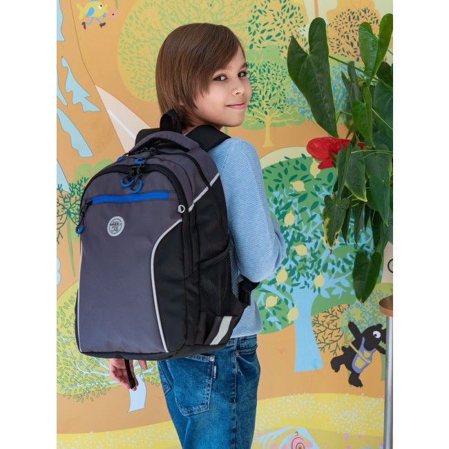 Рюкзак школьный Grizzly RB-259-3 черный-серый-синий - фото №13