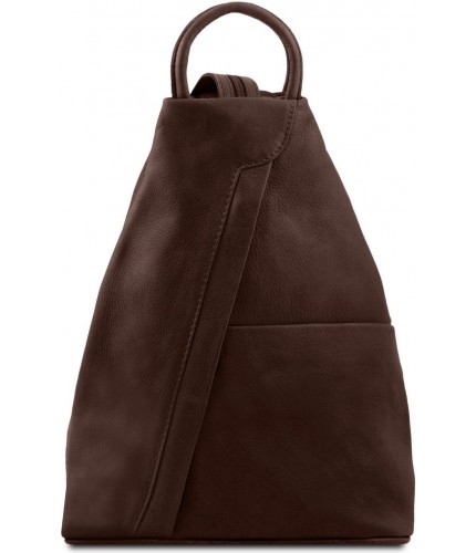 Рюкзак из мягкой кожи Tuscany Leather Shanghai TL140963 Темно-коричневый- фото №4