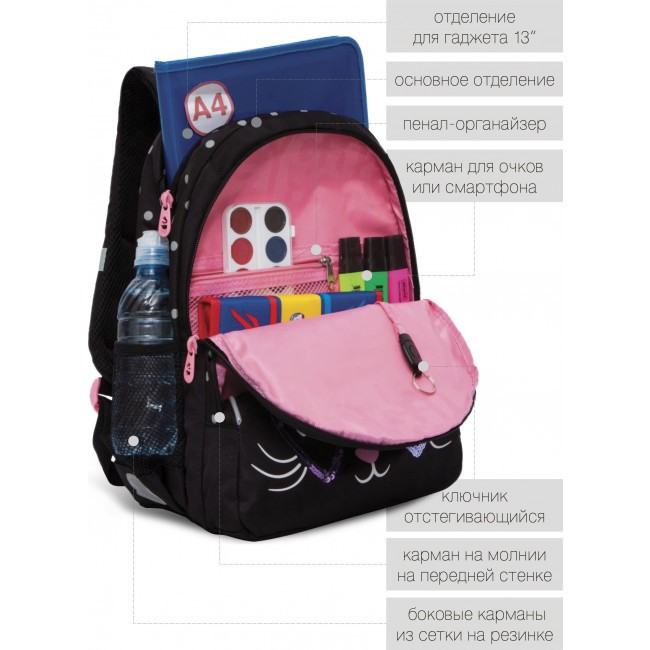 Рюкзак школьный Grizzly RG-160-2 черный - фото №10