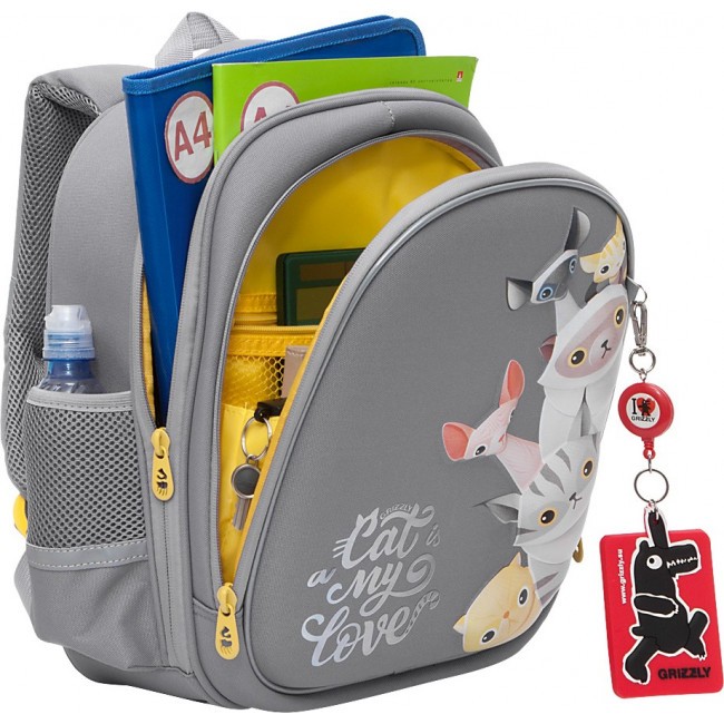 Школьный рюкзак Grizzly RAz-186-1 серый - фото №4