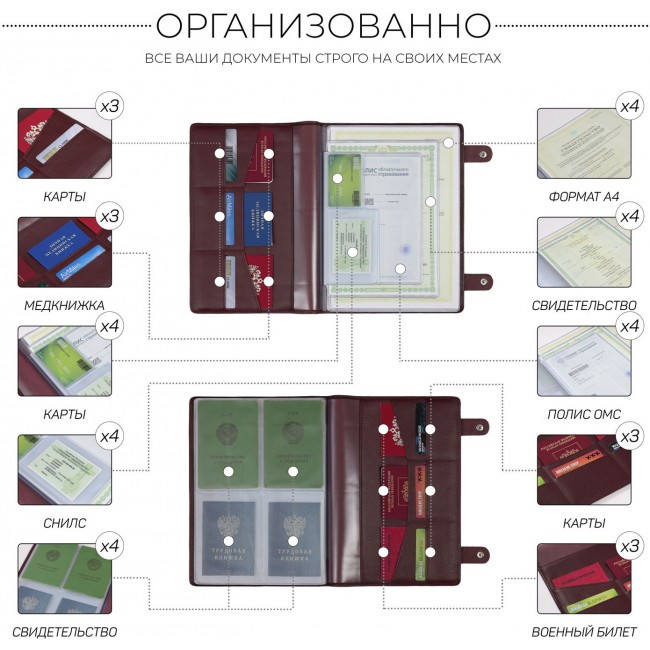 Папка для документов Brialdi Memory Relief Cherry - фото №10