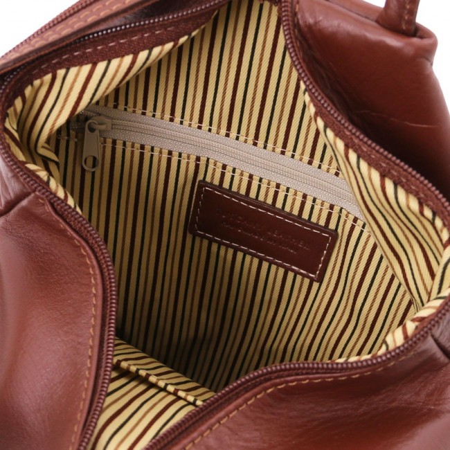 Рюкзак из мягкой кожи Tuscany Leather Shanghai TL140963 Темно-синий - фото №6