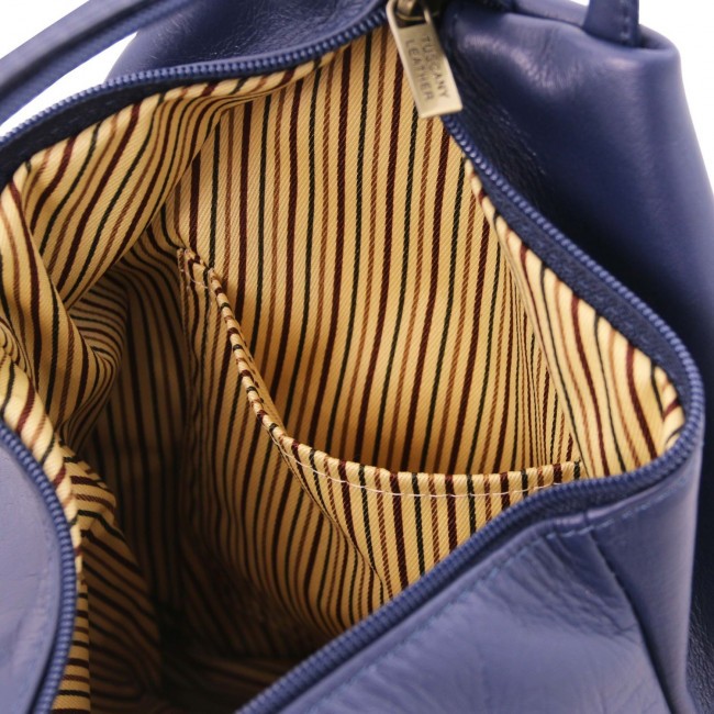 Рюкзак из мягкой кожи Tuscany Leather Shanghai TL140963 Темно-синий - фото №5