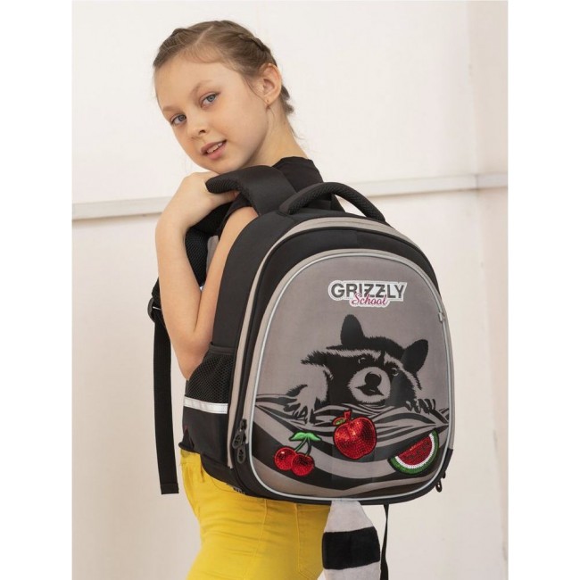 Школьный рюкзак Grizzly RAz-186-7 серый - фото №3