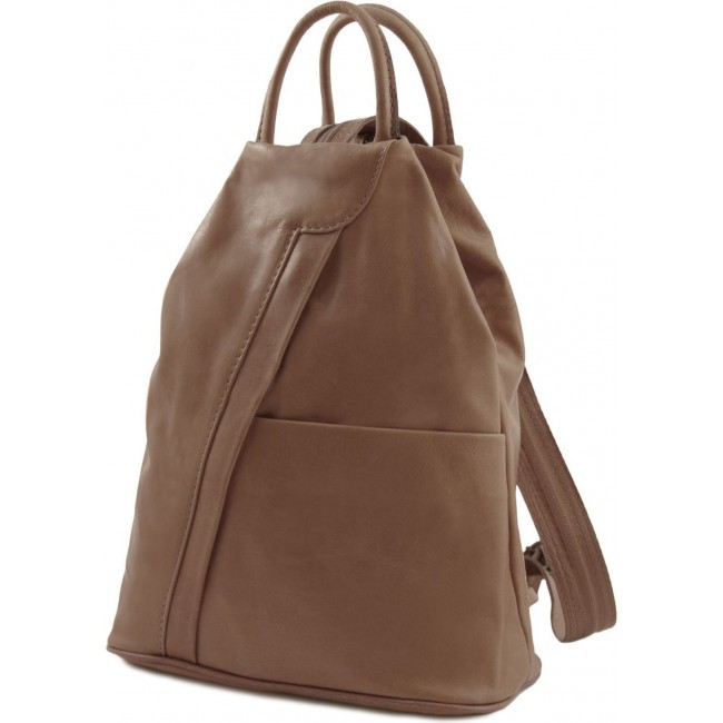 Рюкзак из мягкой кожи Tuscany Leather Shanghai TL140963 Темный серо-коричневый - фото №2