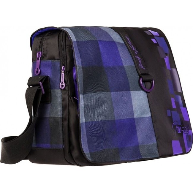 Школьная сумка Grizzly MD-621-2 Фиолетовая клетка - фото №2