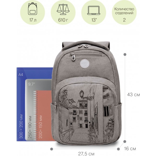 Рюкзак Grizzly RD-241-1 серый - фото №2