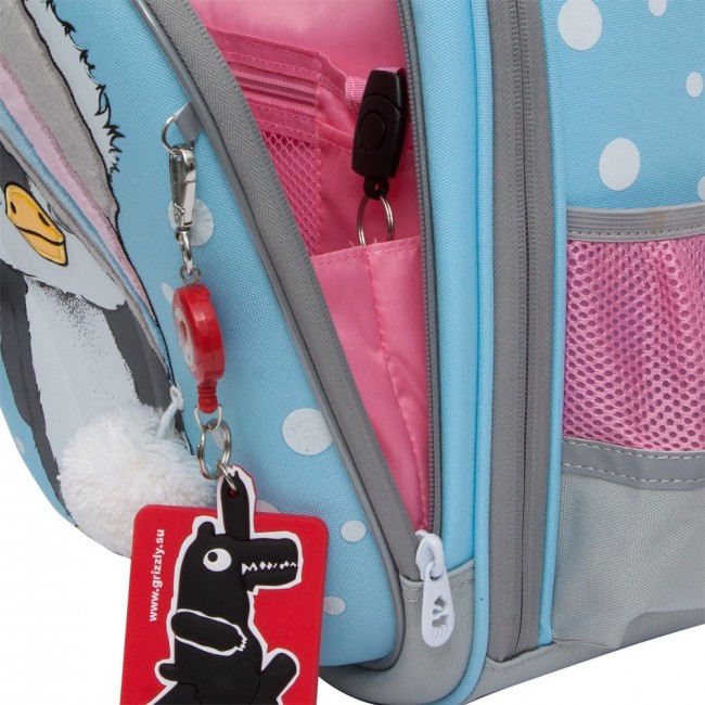 Школьный рюкзак Grizzly RAz-186-4 серый-голубой - фото №9