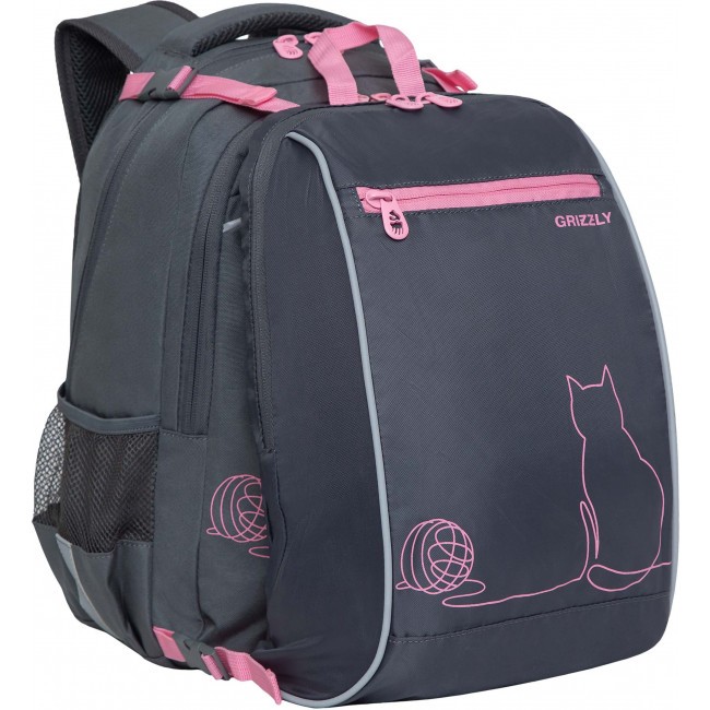 Рюкзак школьный с мешком Grizzly RG-269-1 серый - фото №1