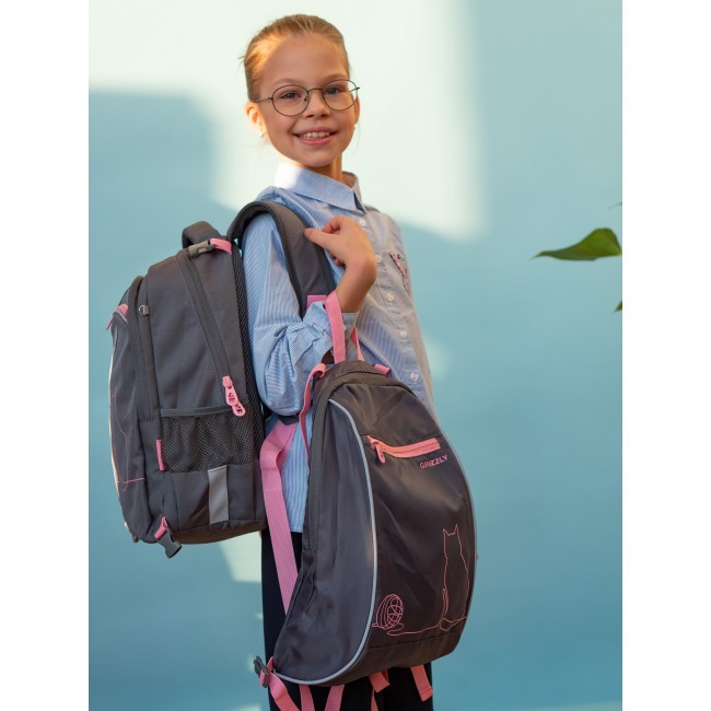 Рюкзак школьный с мешком Grizzly RG-269-1 серый - фото №15