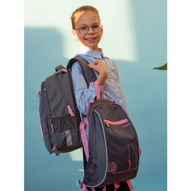 Рюкзак школьный с мешком Grizzly RG-269-1 серый - фото №16