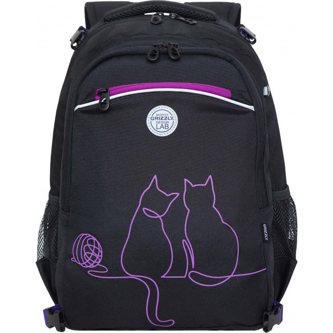 Рюкзак школьный с мешком Grizzly RG-269-1 черный - фото №3